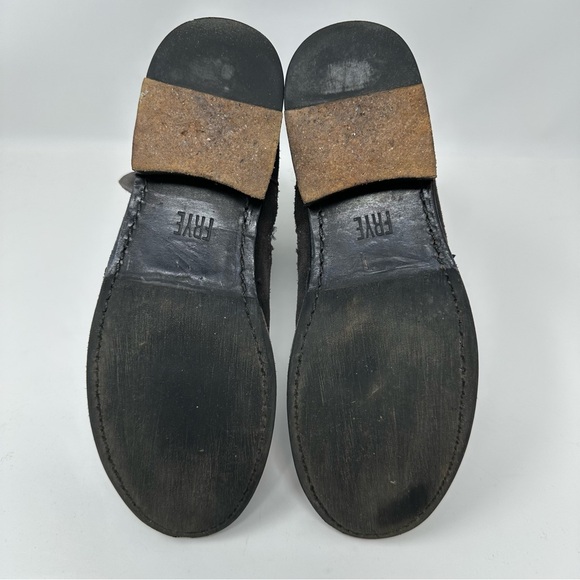 Frye Vicky Engineer Combat Moto Boots Charcoal Suede Size 6 - Picture 7 of 12